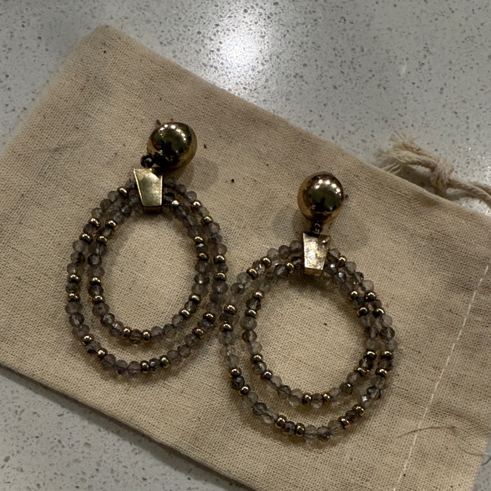 Elegant Gold and Silver Beaded Earrings - Picture 4 of 4